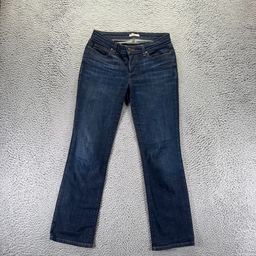 Eileen Fisher Jeans Womens 6P Blue Cotton Denim Bootcut Workwear Faded Stretch